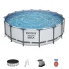 Piscine-Bestway Piscina fuori terra conn struttura rotonda "steel pro max" grigio chiaro 488x488x122 cm