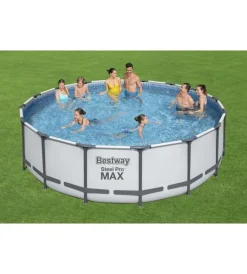 Piscine-Bestway Piscina fuori terra conn struttura rotonda "steel pro max" grigio chiaro 488x488x122 cm