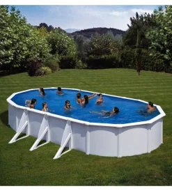 Gre Piscine|Piscina fuori terra ovale "atlantis" in acciaio colore bianco 730x375x132 - cod. kitprov738