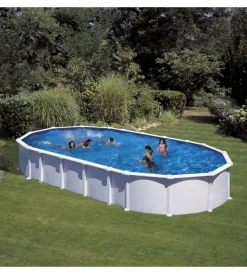Piscine-Gre Piscina fuori terra ovale "haiti" in acciaio colore bianco 915x470x132 - cod. kitprov9188