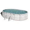 Piscina fuori terra ovale "groenlandia" in acciaio effetto legno nordico 610x375x132 - cod. kitprov618n Piscine