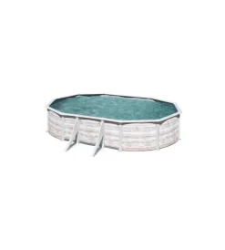 Piscine-Gre Piscina fuori terra ovale "finlandia" in acciaio effetto legno nordico 500x300x120 - cod. kit500n