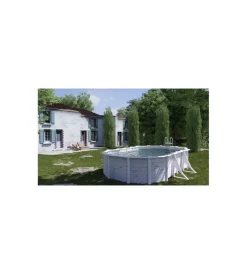 Piscine-Gre Piscina fuori terra ovale "finlandia" in acciaio effetto legno nordico 500x300x120 - cod. kit500n
