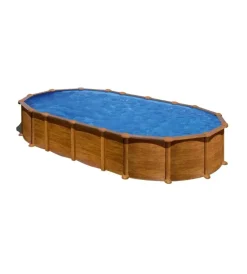 Gre Piscine|Piscina fuori terra ovale "amazonia" in acciaio effetto legno 730x375x132 - cod. kitprov7388wo