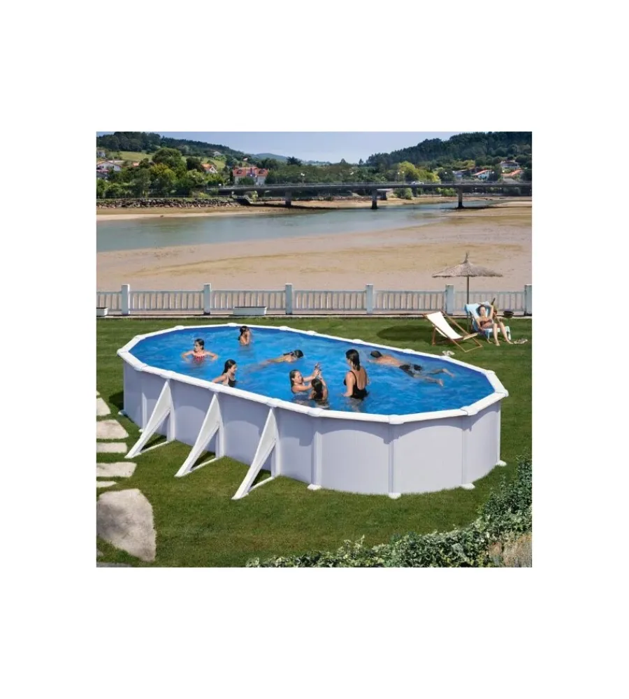 Clearance Piscina fuori terra ovale "atlantis" in acciaio colore bianco 800x470x132 - cod. kitprov818 Piscine