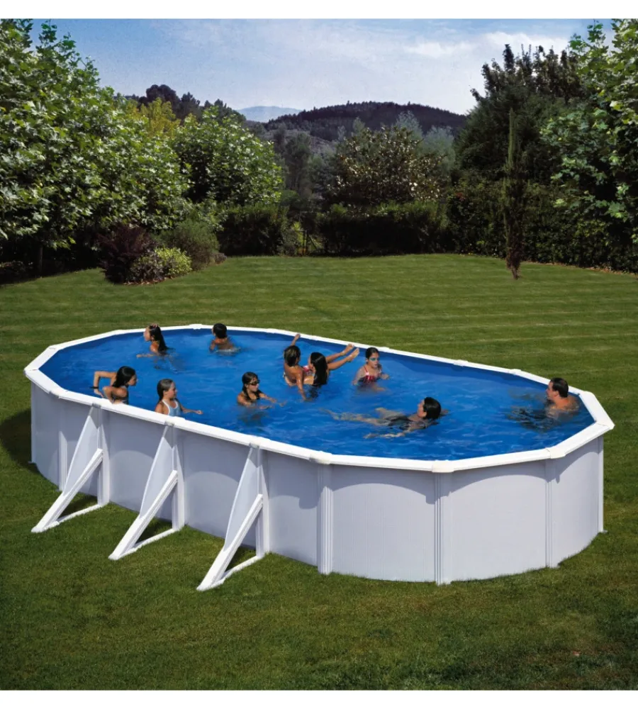 Hot Piscina fuori terra ovale 730x375x120 cm "fidji" con filtro a sabbia, skimmer e scaletta - kit730eco Piscine