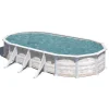 Gre Piscine|Piscina fuori terra ovale "groenlandia" in acciaio effetto legno nordico 730x375x132 - cod. kitprov738n
