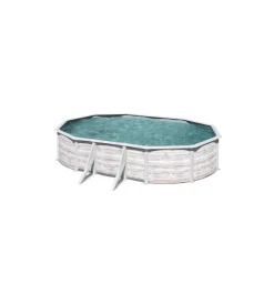 Discount Piscina fuori terra ovale "finlandia" in acciaio effetto legno nordico 610x375x120 - cod. kit610n Piscine