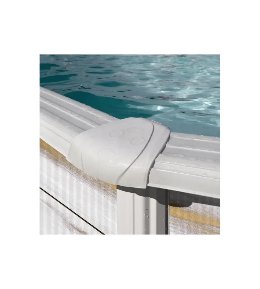 Discount Piscina fuori terra ovale "finlandia" in acciaio effetto legno nordico 610x375x120 - cod. kit610n Piscine