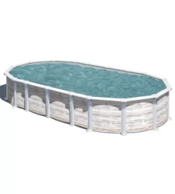 New Piscina fuori terra ovale "islanda" in acciaio effetto legno nordico 730x375x132 - cod. kitprov7388n Piscine