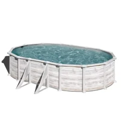 Piscine-Gre Piscina fuori terra ovale "groenlandia" in acciaio effetto legno nordico 500x300x132 - cod. kitprov508n