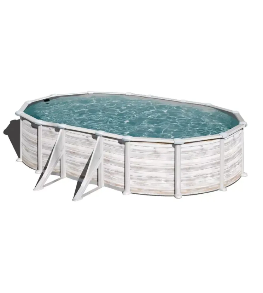 Piscine-Gre Piscina fuori terra ovale "groenlandia" in acciaio effetto legno nordico 500x300x132 - cod. kitprov508n