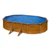Gre Piscine|Piscina fuori terra ovale "pacific" in acciaio effetto legno 610x375x120 - cod. kit610w