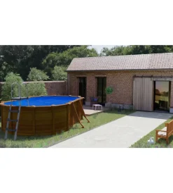 Gre Piscine|Piscina fuori terra ovale "pacific" in acciaio effetto legno 610x375x120 - cod. kit610w