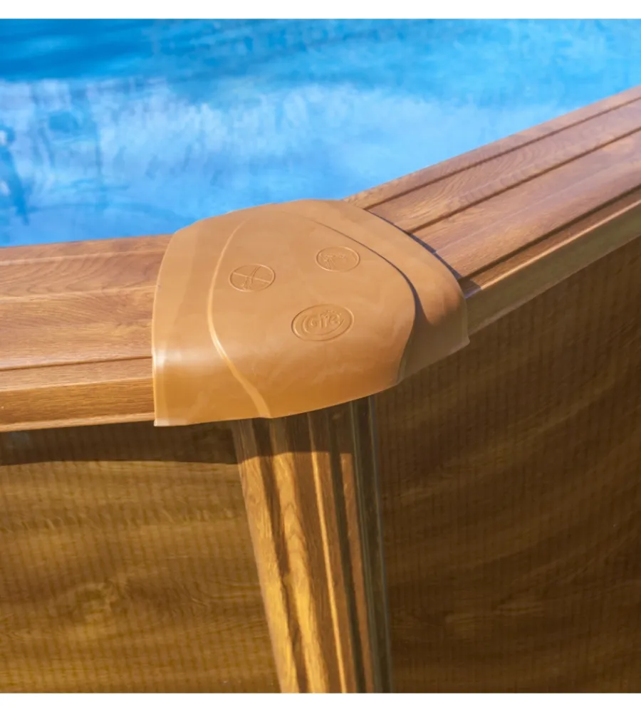 Gre Piscine|Piscina fuori terra ovale "pacific" in acciaio effetto legno 610x375x120 - cod. kit610w