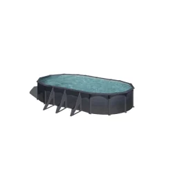 Gre Piscine|Piscina fuori terra ovale "kea" in acciaio colore grafite 730x375x120 - cod. kit730gf