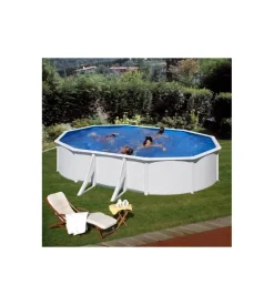 Gre Piscine|Piscina fuori terra ovale "fidji" in acciaio bianco 610x375x120 - cod. kit610eco
