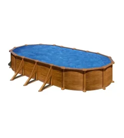 Gre Piscine|Piscina fuori terra ovale "mauritius" in acciaio effetto legno 730x375x132 - cod. kitprov738wo