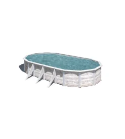 Gre Piscine|Piscina fuori terra ovale "finlandia" in acciaio effetto legno nordico 730x375x120 - cod. kit730n
