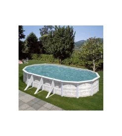Gre Piscine|Piscina fuori terra ovale "finlandia" in acciaio effetto legno nordico 730x375x120 - cod. kit730n