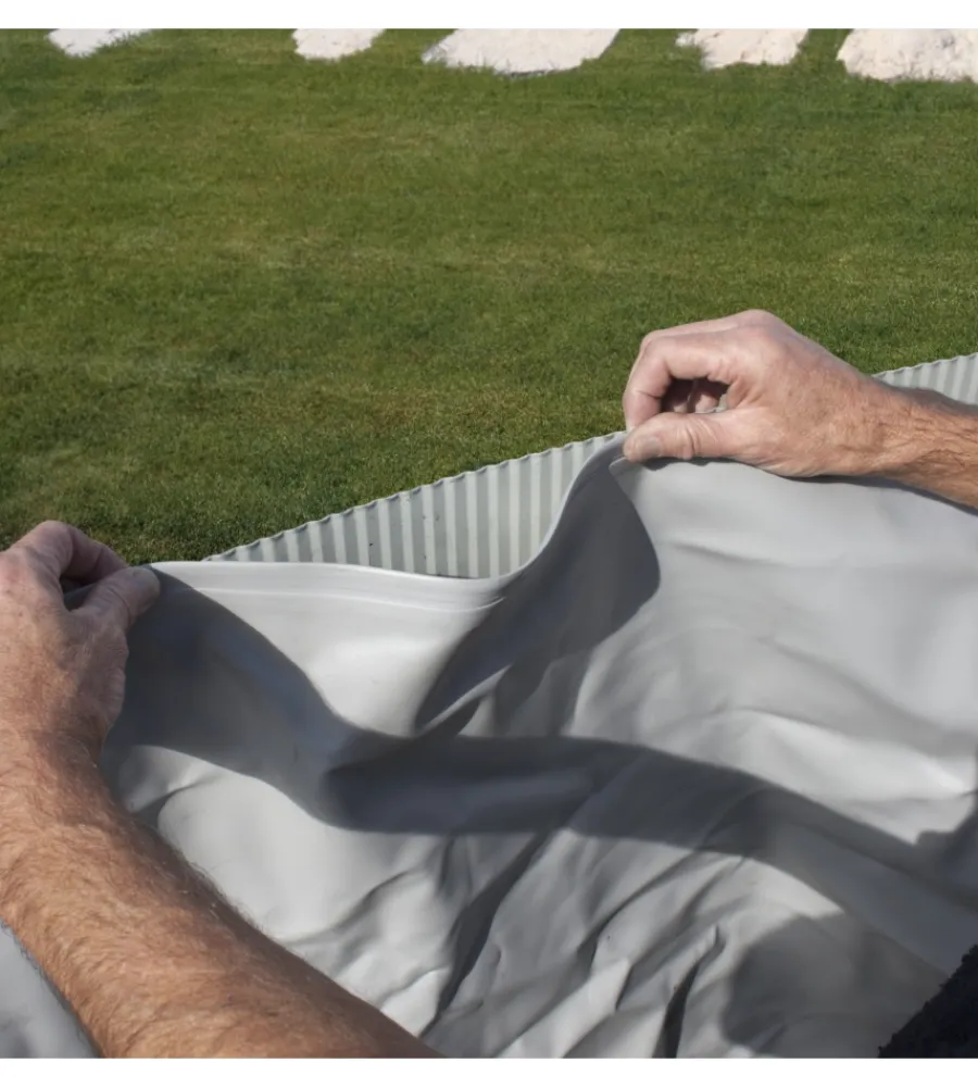 Gre Piscine|Piscina fuori terra ovale "finlandia" in acciaio effetto legno nordico 730x375x120 - cod. kit730n