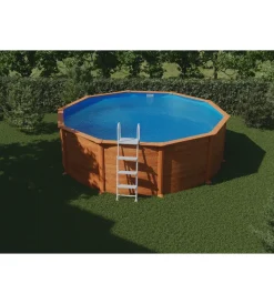Hot Piscina fuori terra rotonda "mauritius" in acciaio effetto legno 460x460x132 - cod. kitpr458wo Piscine