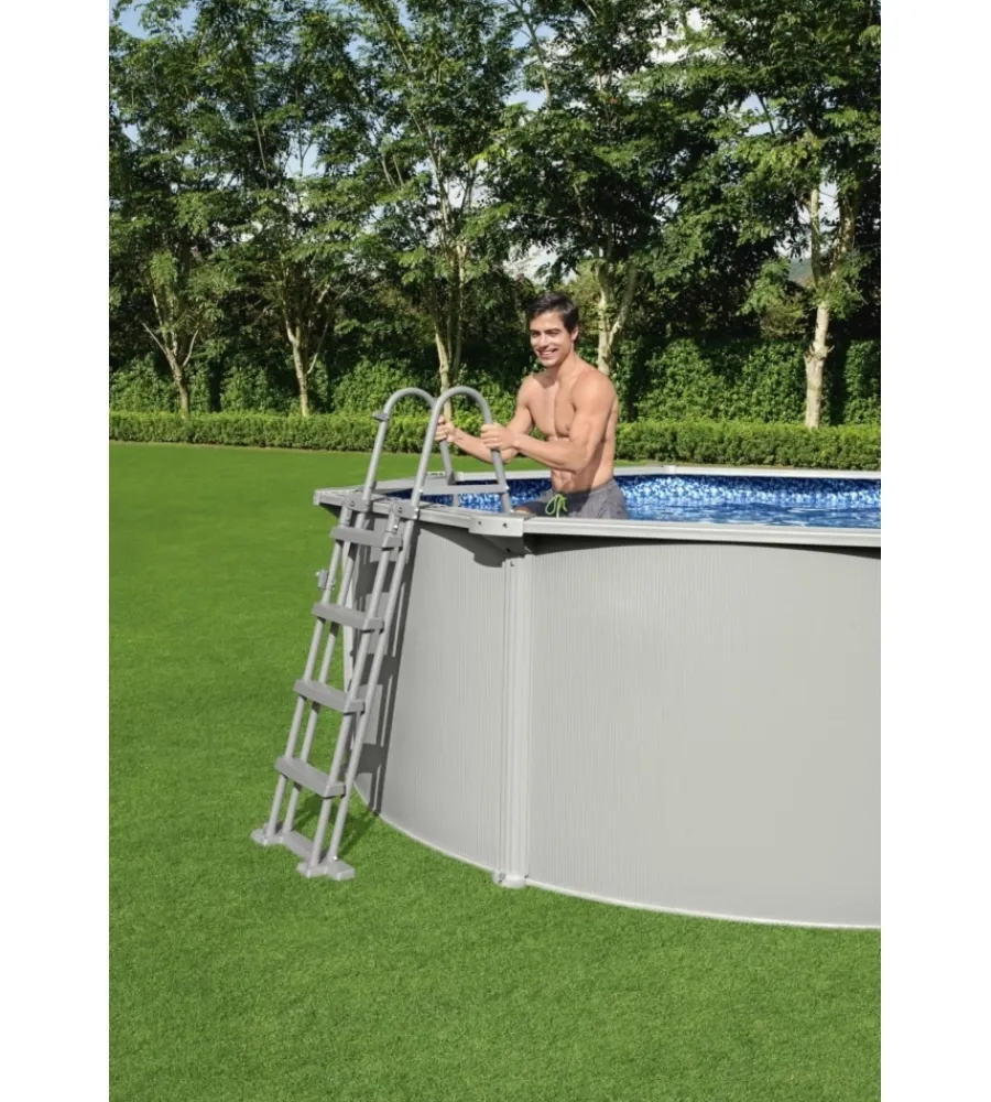 Piscine-Bestway Piscina fuori terra rotonda "hydrium" grigio chiaro 460x460x120 cm