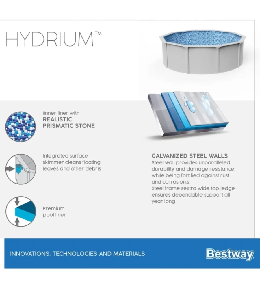 Piscine-Bestway Piscina fuori terra rotonda "hydrium" grigio chiaro 460x460x120 cm