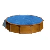 Gre Piscine|Piscina fuori terra rotonda "mauritius" in acciaio effetto legno 550x550x132 - cod. kitpr558wo