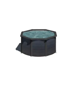Piscine-Gre Piscina fuori terra rotonda "kea" in acciaio colore grafite 240x240x120 - cod. kit240gf