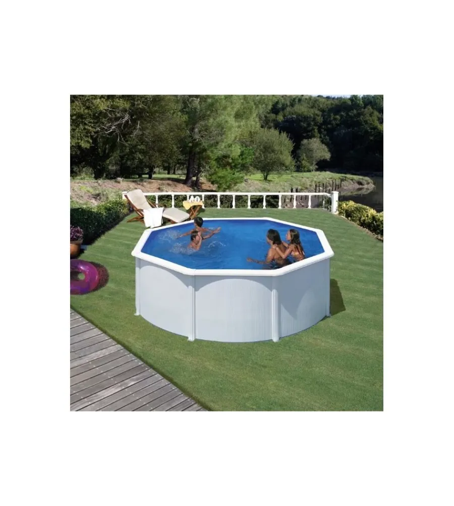 Piscine-Gre Piscina fuori terra rotonda "fidji" in acciaio colore bianco 300x300x120 - cod. kit300eco