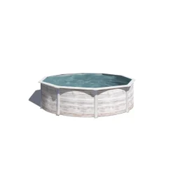 Gre Piscine|Piscina fuori terra rotonda "finlandia" in acciaio effetto legno nordico 460x460x120 - cod. kit460n