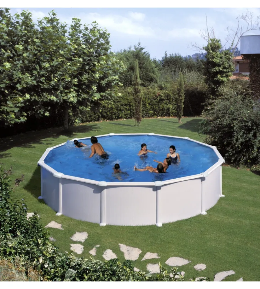 Discount Piscina fuori terra rotonda "atlantis" in acciaio colore bianco 550x550x132 - cod. kitpr558 Piscine