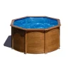 Gre Piscine|Piscina fuori terra rotonda "pacific" in acciaio effetto legno 240x240x120 - cod. kit240w