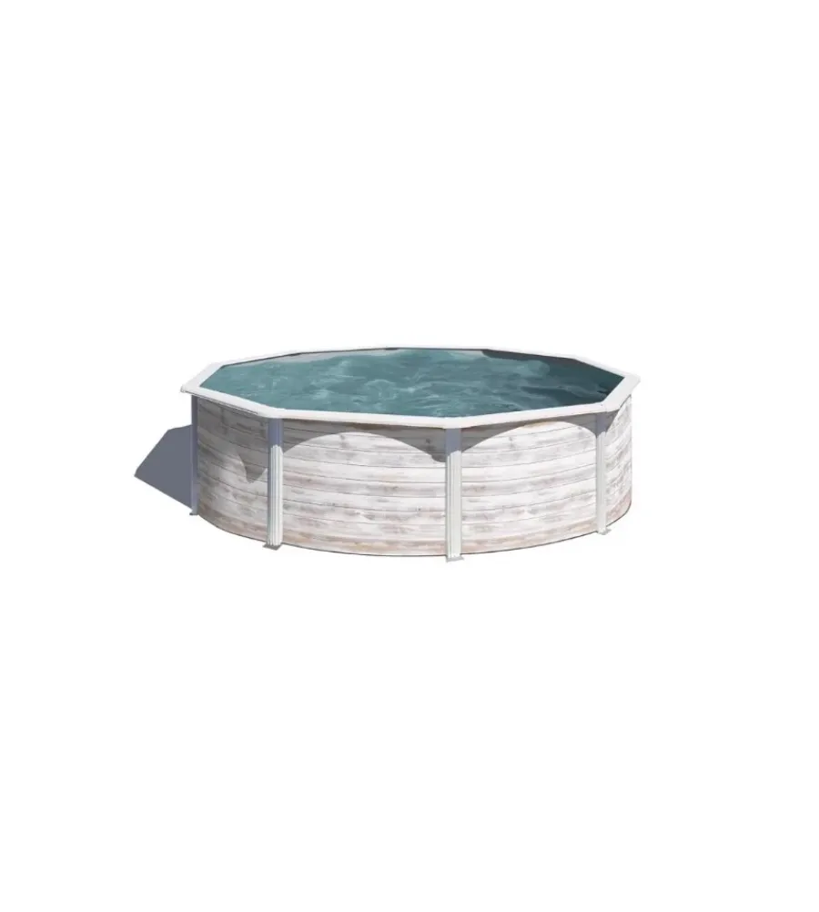 Piscine-Gre Piscina fuori terra rotonda "finlandia" in acciaio effetto legno nordico 300x300x120 - cod. kit300n
