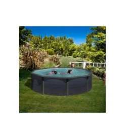 Piscine-Gre Piscina fuori terra rotonda "kea" in acciaio colore grafite 460x460x120 - cod. kit460gf