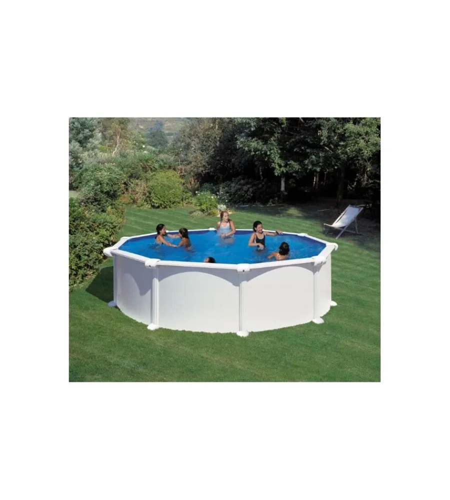 Piscine-Gre Piscina fuori terra rotonda "atlantis" in acciaio colore bianco 460x460x132 - cod. kitpr458