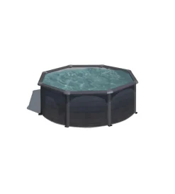 Piscine-Gre Piscina fuori terra rotonda "kea" in acciaio colore grafite 350x350x120 - cod. kit350gf