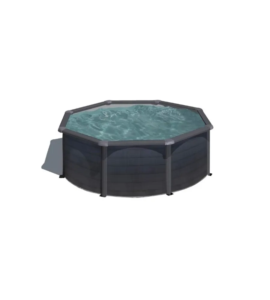 Piscine-Gre Piscina fuori terra rotonda "kea" in acciaio colore grafite 350x350x120 - cod. kit350gf