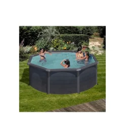 Piscine-Gre Piscina fuori terra rotonda "kea" in acciaio colore grafite 350x350x120 - cod. kit350gf