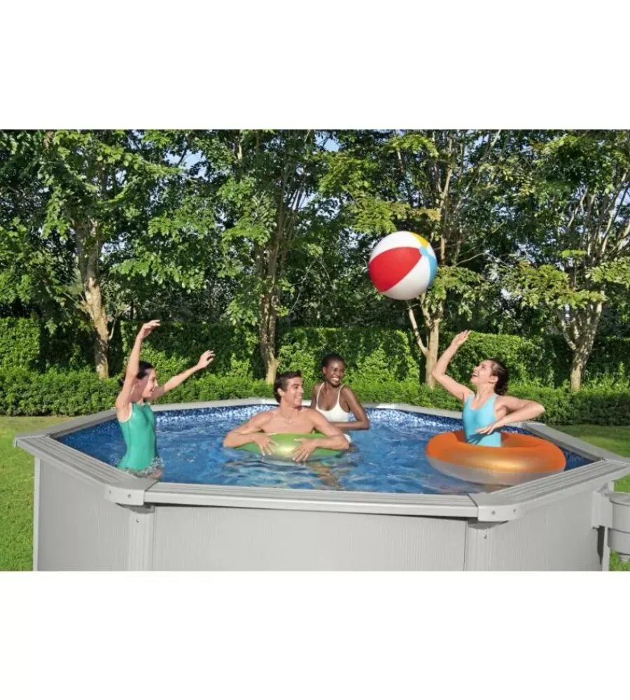 Best Piscina fuori terra rotonda "hydrum" 360x120 cm con copertura, tappetino base, skimmer, scaletta e dispenser chemconnect - cod. 56574 Piscine