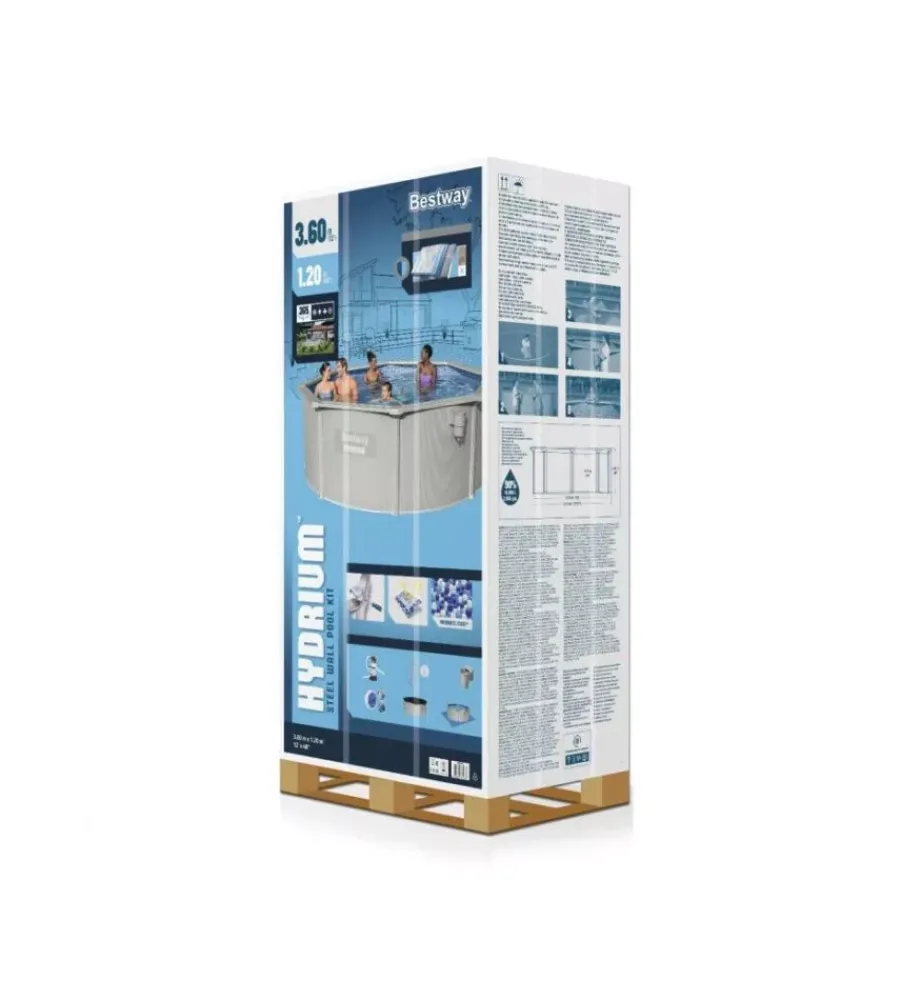 Best Piscina fuori terra rotonda "hydrum" 360x120 cm con copertura, tappetino base, skimmer, scaletta e dispenser chemconnect - cod. 56574 Piscine