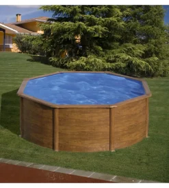 Gre Piscine|Piscina fuori terra rotonda "pacific" in acciaio effetto legno 300x300x120 - cod. kit300w