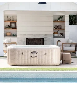 Piscine-Intex Piscina idromassaggio gonfiabile "chevron deluxe" marrone effetto rigato 6 persone 196x196x71 cm - cod. 28472np