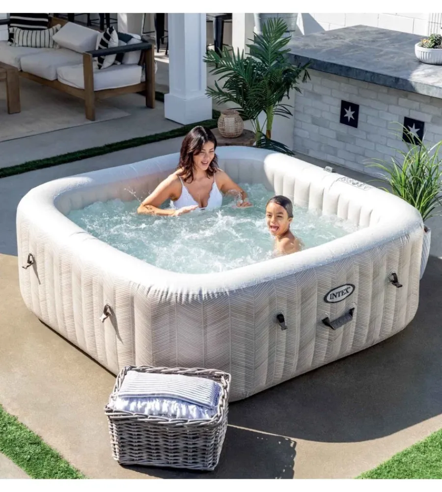 Piscine-Intex Piscina idromassaggio gonfiabile "chevron deluxe" marrone effetto rigato 6 persone 196x196x71 cm - cod. 28472np