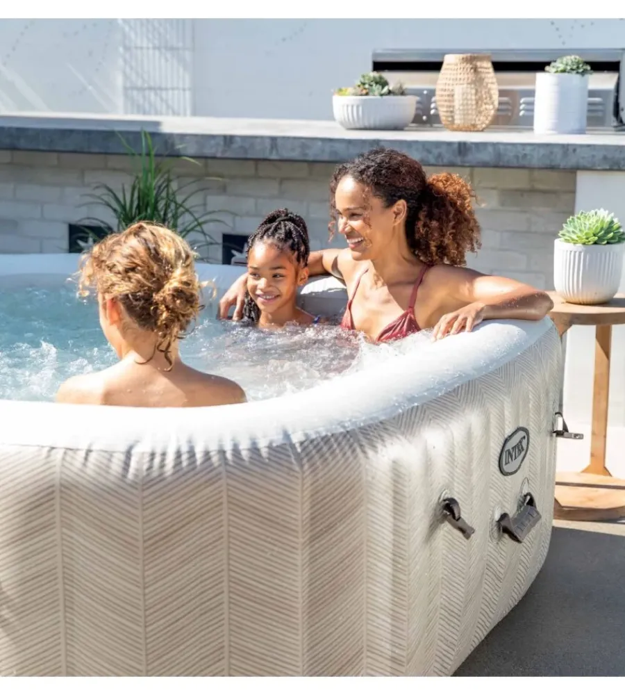 Piscine-Intex Piscina idromassaggio gonfiabile "chevron deluxe" marrone effetto rigato 6 persone 196x196x71 cm - cod. 28472np