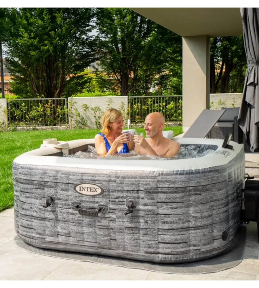 Piscina idromassaggio gonfiabile "bubble massage set greystone deluxe" 4 posti - cod. 28450ex Piscine