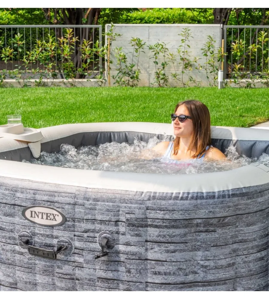 Piscina idromassaggio gonfiabile "bubble massage set greystone deluxe" 4 posti - cod. 28450ex Piscine