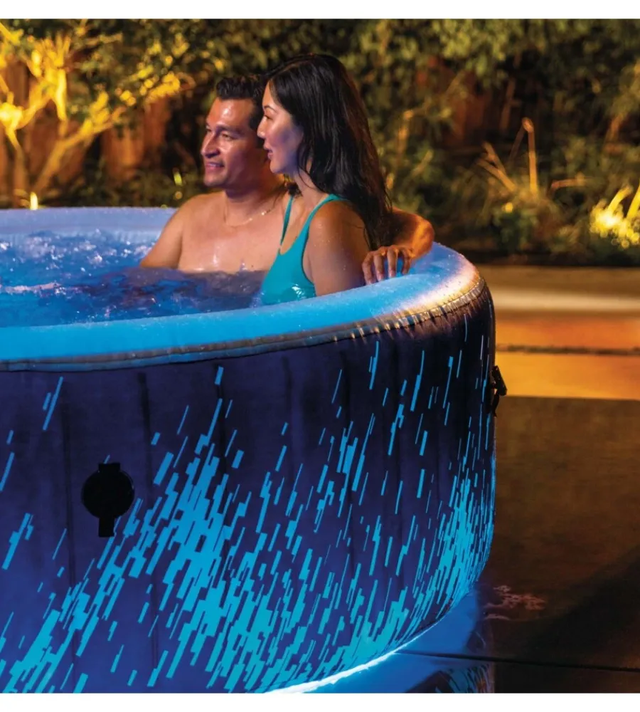 Intex Piscine|Piscina idromassaggio gonfiabile "purespa bubble glow deluxe" nero e bianco 4 persone 196x196x71 cm - cod. 28494np