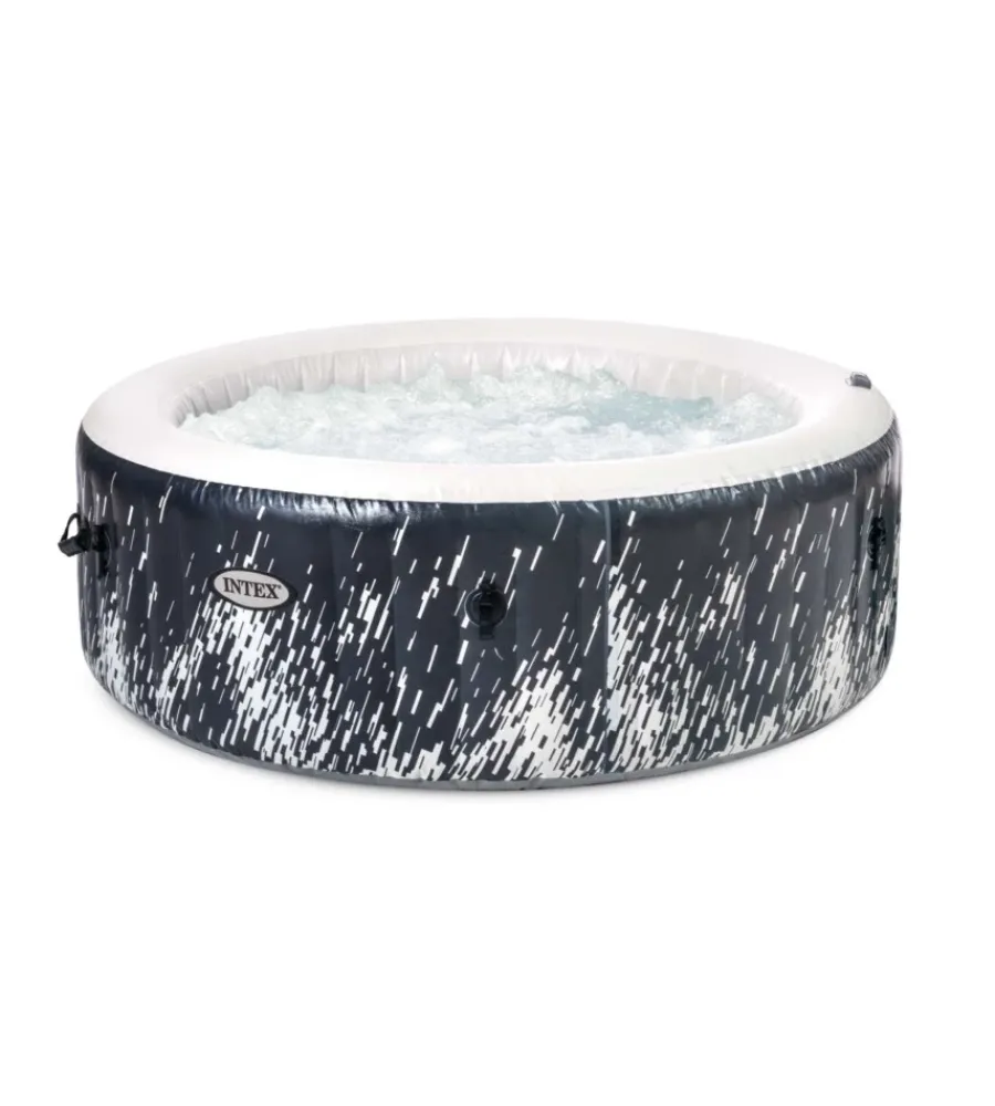 Intex Piscine|Piscina idromassaggio gonfiabile "purespa bubble glow deluxe" nero e bianco 4 persone 196x196x71 cm - cod. 28494np